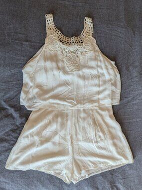 Cream romper playsuit, size M